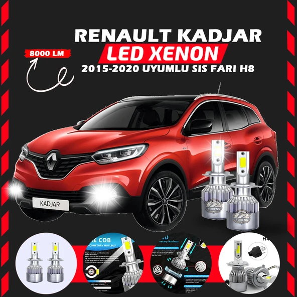 Renault Kadjar 2015-2020 Sis Farı Uyumlu Şimşek Etkili Led Xenon Performance Series H8 - Resim 6