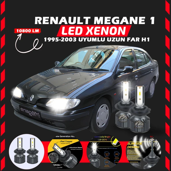 Renault Megane 1 1995-2003 Uzun Far Uyumlu Şimşek Etkili Led Xenon Premium Series H1