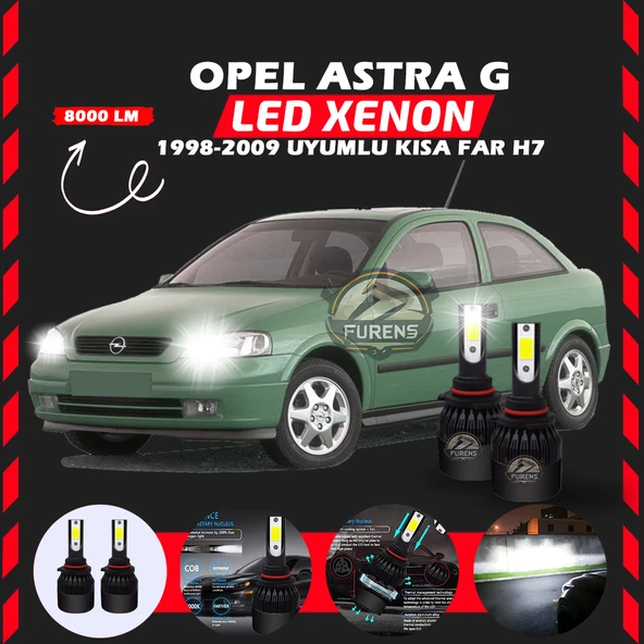 Opel Astra G 1998-2009 Kısa Far Uyumlu Şimşek Etkili Led Xenon Light Series H7 ürün görseli 1
