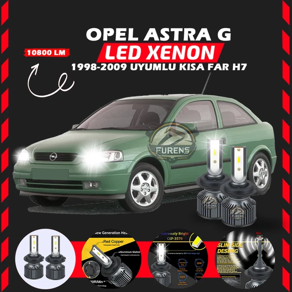 Opel Astra G 1998-2009 Kısa Far Uyumlu Şimşek Etkili Led Xenon Premium Series H7