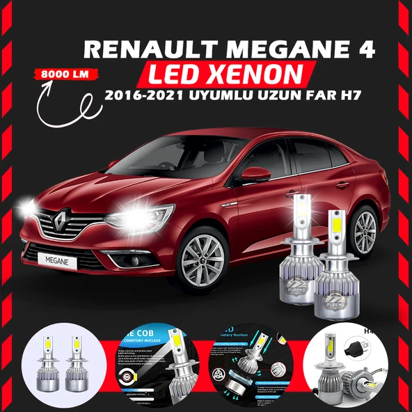 Renault Megane 4 2016-2021 Uzun Far Uyumlu Şimşek Etkili Led Xenon Performance Series H7 ürün görseli 1
