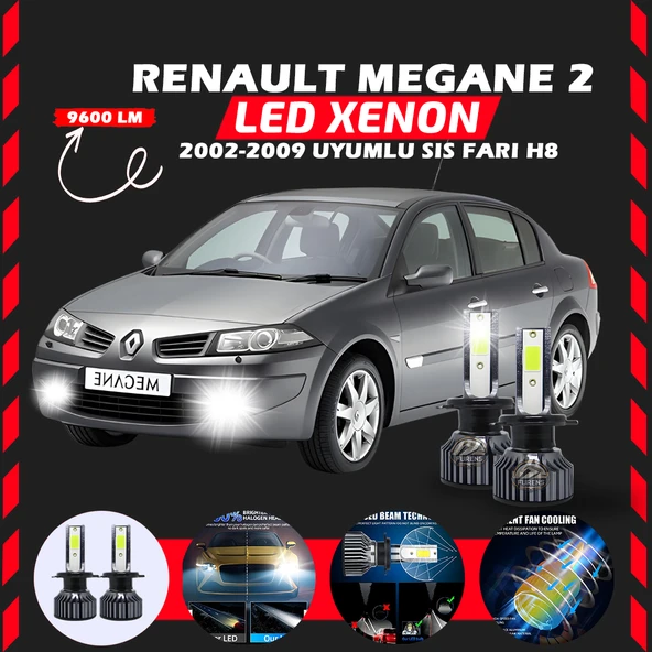 Renault Megane 2 2002-2009 Sis Farı Uyumlu Şimşek Etkili Led Xenon Pro Series H8 - Resim 7