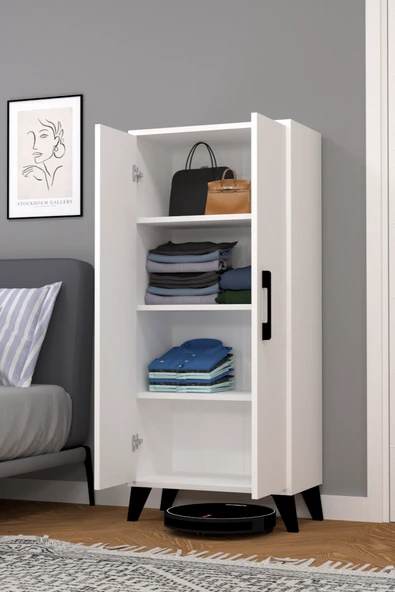 Mobilique  İki Kapaklı Dört Raflı 132cm Gardırop