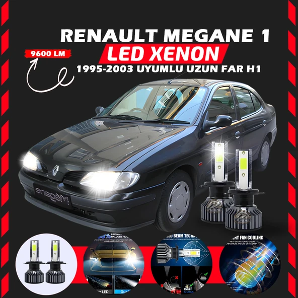 Renault Megane 1 1995-2003 Uzun Far Uyumlu Şimşek Etkili Led Xenon Pro Series H1 - Resim 7