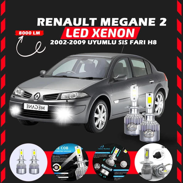 Renault Megane 2 2002-2009 Sis Farı Uyumlu Şimşek Etkili Led Xenon Performance Series H8 ürün görseli 1