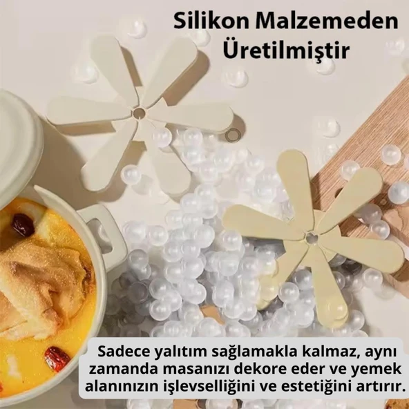 Coofbe Yüksek Isıya Dayanıklı Yanmaz Yapışmaz 3 Adet Çaydanlık Altlığı Tencere Altlığı Nihale Seti Organizer - 4