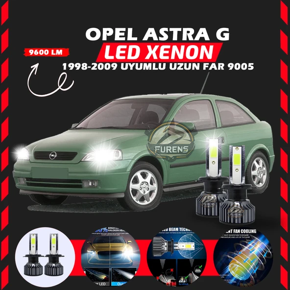 Opel Astra G 1998-2009 Uzun Far Uyumlu Şimşek Etkili Led Xenon Pro Series H9005 ürün görseli 1