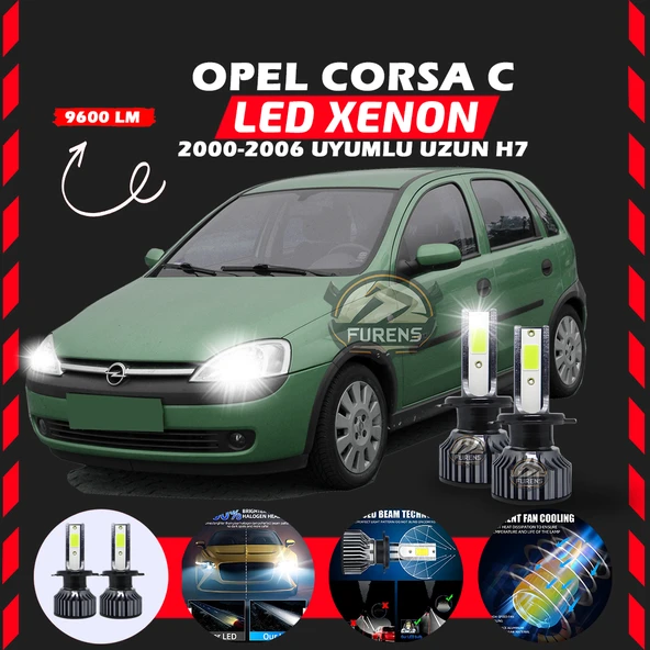Opel Corsa C 2000-2006 Uzun Far Uyumlu Şimşek Etkili Led Xenon Pro Series H7 - Resim 7
