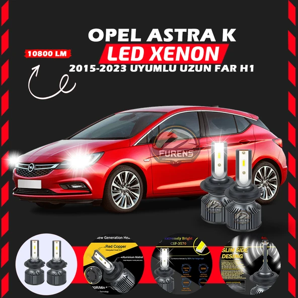 Opel Astra K 2015-2023 Uzun Far Uyumlu Şimşek Etkili Led Xenon Premium Series H1