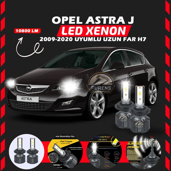 Opel Astra J 2009-2020 Uzun Far Uyumlu Şimşek Etkili Led Xenon Premium Series H7 ürün görseli 1