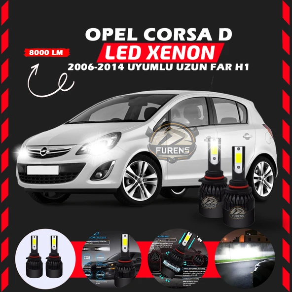 Opel Corsa D 2006-2014 Uzun Far Uyumlu Şimşek Etkili Led Xenon Light Series H1 ürün görseli 1