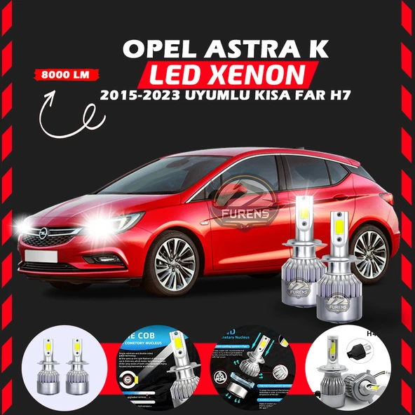 Opel Astra K 2015-2023 Kısa Far Uyumlu Şimşek Etkili Led Xenon Performance Series H7