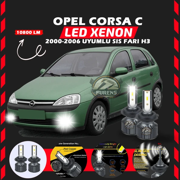 Opel Corsa C 2000-2006 Sis Farı Uyumlu Şimşek Etkili Led Xenon Premium Series H3 ürün görseli 1