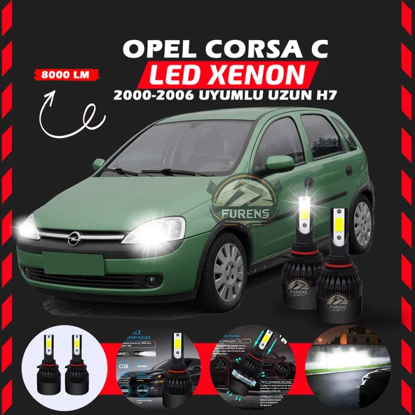 Opel Corsa C 2000-2006 Uzun Far Uyumlu Şimşek Etkili Led Xenon Light Series H7 - Resim 6