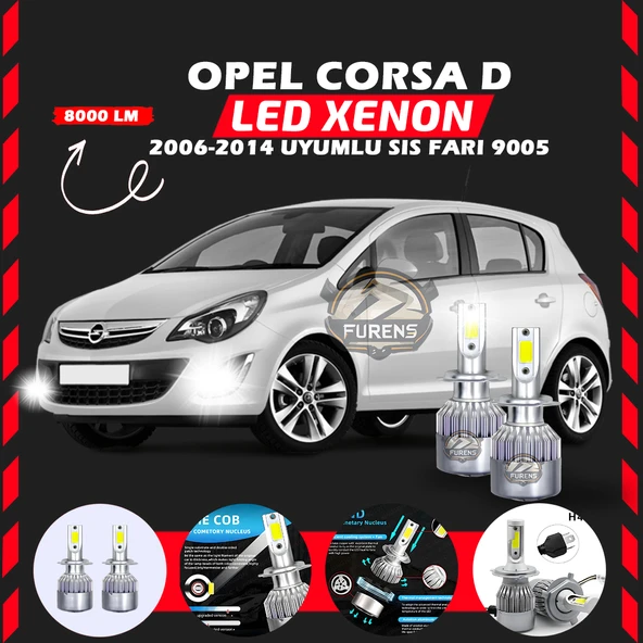 Opel Corsa D 2006-2014 Sis Farı Uyumlu Şimşek Etkili Led Xenon Performance Series H9005 ürün görseli 1