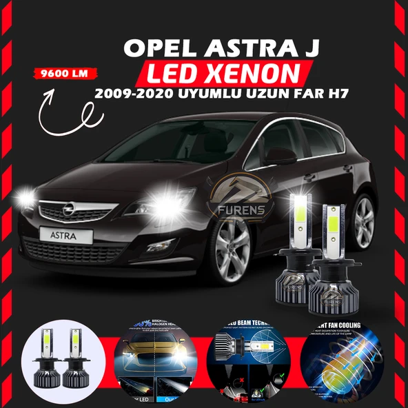 Opel Astra J 2009-2020 Uzun Far Uyumlu Şimşek Etkili Led Xenon Pro Series H7