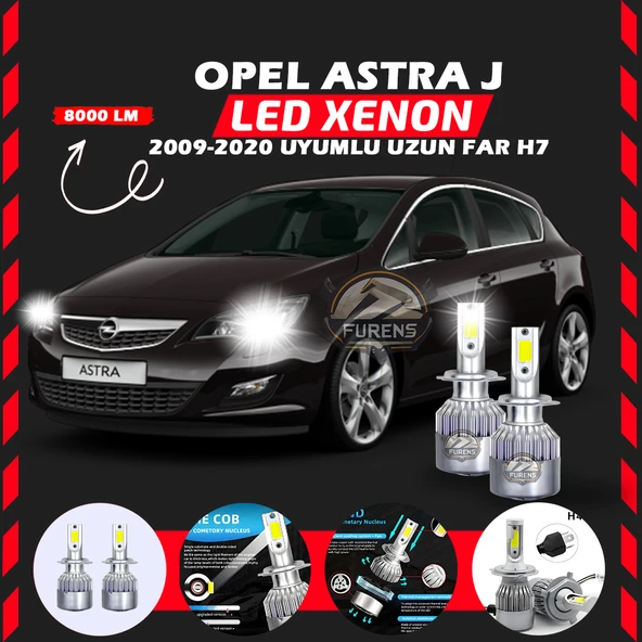 Opel Astra J 2009-2020 Uzun Far Uyumlu Şimşek Etkili Led Xenon Performance Series H7 - Resim 6