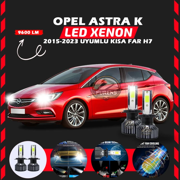 Opel Astra K 2015-2023 Kısa Far Uyumlu Şimşek Etkili Led Xenon Pro Series H7