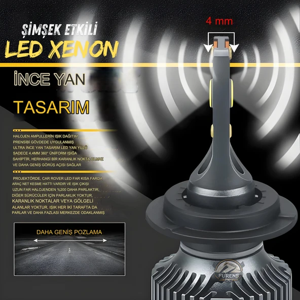Peugeot 106 1993-2002 Uzun-Kısa Far Uyumlu Şimşek Etkili Led Xenon Premium Series H4 - 4