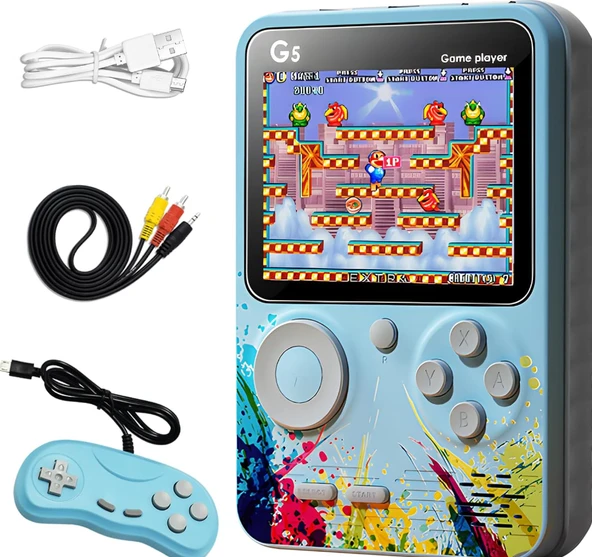 QASUL G5 500 Klasik Oyun Çok Oyunculu Joystick 3.0 inç Ekran Gamepad 1020 MAH Şarj Edilebilir Pil Hediye - 7