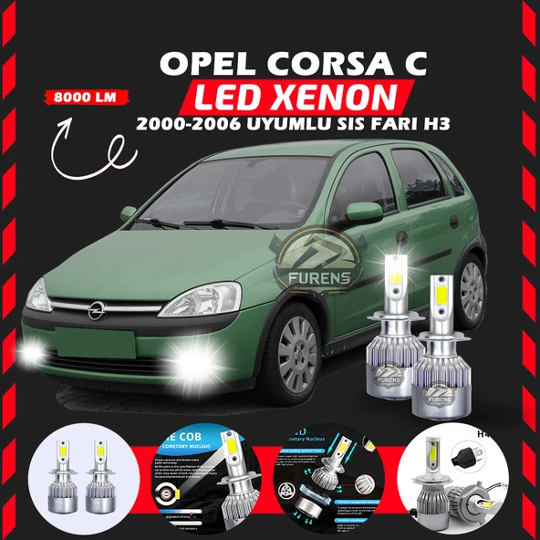 Opel Corsa C 2000-2006 Sis Farı Uyumlu Şimşek Etkili Led Xenon Performance Series H3 ürün görseli 1