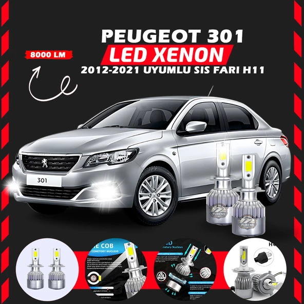 Peugeot 301 2012-2021 Sis Farı Uyumlu Şimşek Etkili Led Xenon Performance Series H11