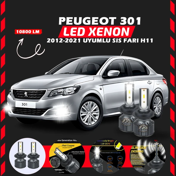 Peugeot 301 2012-2021 Sis Farı Uyumlu Şimşek Etkili Led Xenon Premium Series H11