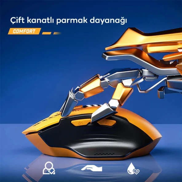 Coofbe 500mAh Bluetooth 5.0 2.4G Profesyonel Şarjlı Kablosuz Oyuncu Mouse 5 Modlu Ayarlanabilir DPI - 3