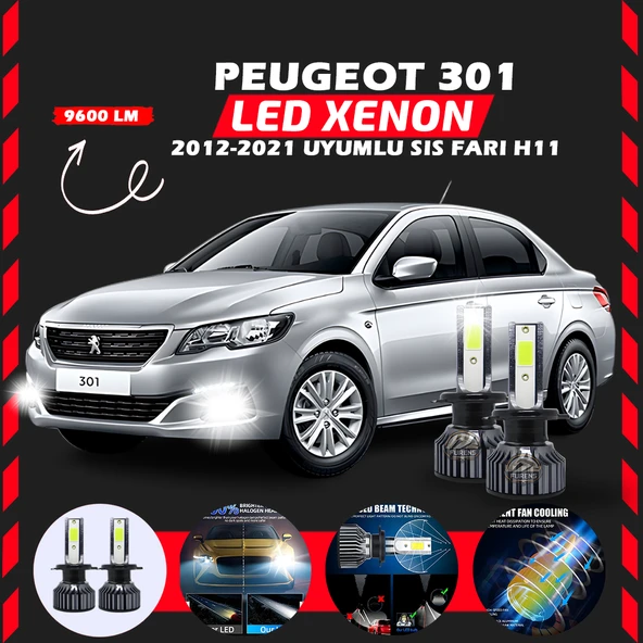 Peugeot 301 2012-2021 Sis Farı Uyumlu Şimşek Etkili Led Xenon Pro Series H11