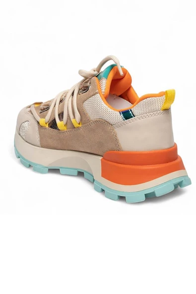 Celira Nut Oranj Multi Süet Cilt Bağcıklı Spor Ayakkabı - Resim 3