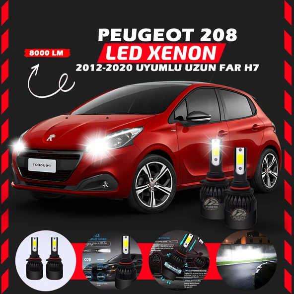 Peugeot 208 2012-2020 Uzun Far Uyumlu Şimşek Etkili Led Xenon Light Series H7 - Resim 6