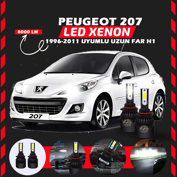 Peugeot 207 1996-2011 Uzun Far Uyumlu Şimşek Etkili Led Xenon Light Series H1 - Resim 6