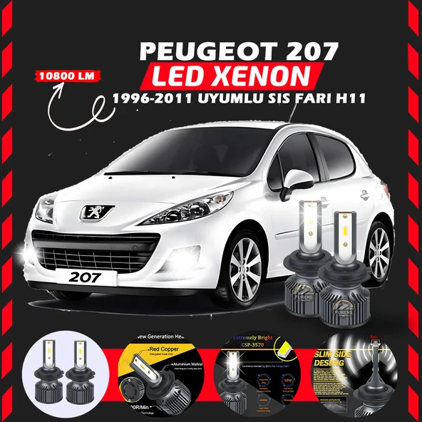 Peugeot 207 1996-2011 Sis Farı Uyumlu Şimşek Etkili Led Xenon Premium Series H11