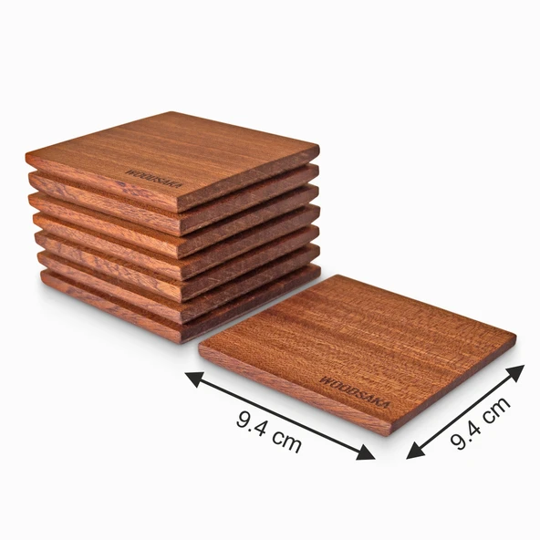 Woodsaka Maun ( Sapele) Bardak Altlığı - 8 Parça - 3