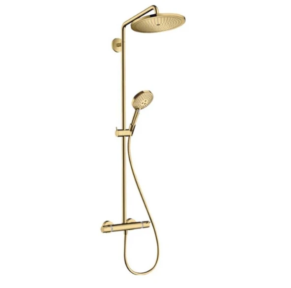 Hansgrohe Croma Select S 280 1jet  Duş Kolonu Term Raindance Select S 120 3jet el duşu ile Altın 26890990