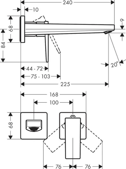 Hansgrohe Metropol Ankastre Lavabo Bataryası 225 Krom 32526000 - 2