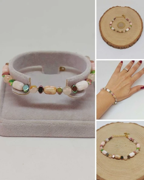 Pembe Opal Taşı Tasarım Bileklik (55952) ürün görseli 1