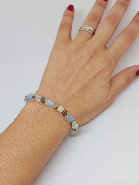 Akuamarin Taşı Tasarım Bileklik (55958) - 3