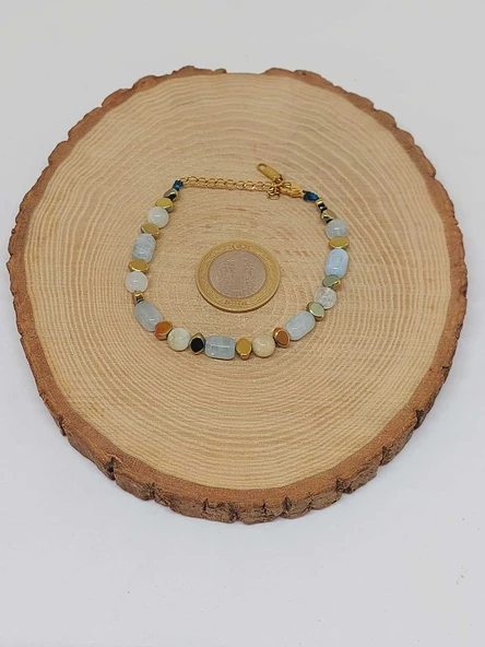 Akuamarin Taşı Tasarım Bileklik (55958) - 5