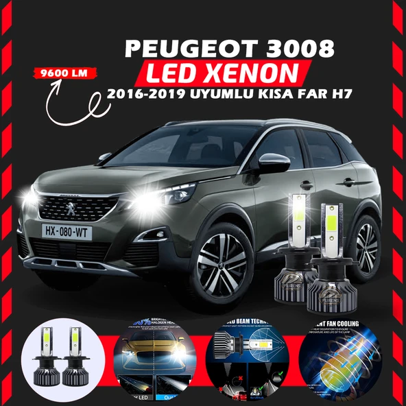 Peugeot 3008 2016-2019 Kısa Far Uyumlu Şimşek Etkili Led Xenon Pro Series H7 ürün görseli 1