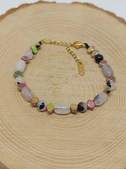 Rutil Kuvars Taşı Tasarım Bileklik (55954) - Resim 4