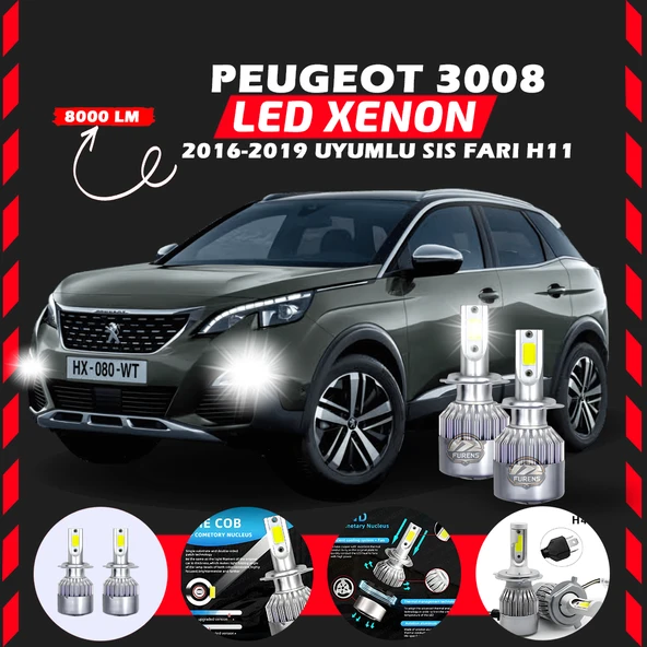 Peugeot 3008 2016-2019 Sis Farı Uyumlu Şimşek Etkili Led Xenon Performance Series H11 ürün görseli 1