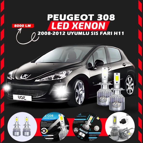 Peugeot 308 2008-2012 Sis Farı Uyumlu Şimşek Etkili Led Xenon Performance Series H1 ürün görseli 1