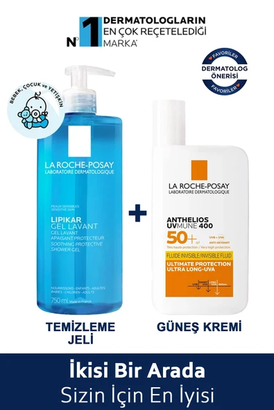 La Roche Posay Anthelios UVmune 400 Invisible Fluid SPF50+ 50 ml + La Roche Posay Lipikar Gel Lavant 750 ml