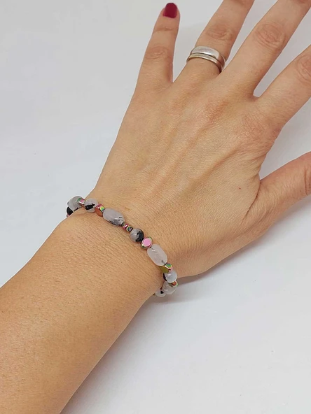 Rutil Kuvars Taşı Tasarım Bileklik (55954) - Resim 3