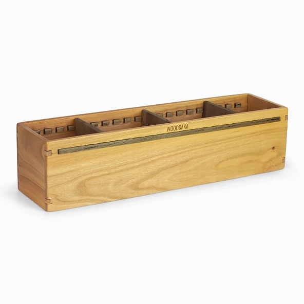 Woodsaka Trey V1 - Ayarlanabilir Çoklu Bölümlü Kalem Kutusu - Büyük - Kiraz ve Ceviz - 3