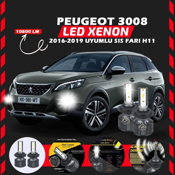 Peugeot 3008 2016-2019 Sis Farı Uyumlu Şimşek Etkili Led Xenon Premium Series H11 ürün görseli 1