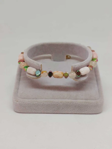 Pembe Opal Taşı Tasarım Bileklik (55952) - Resim 2