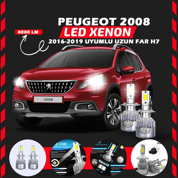 Peugeot 2008 2016-2019 Uzun Far Uyumlu Şimşek Etkili Led Xenon Performance Series H7 ürün görseli 1