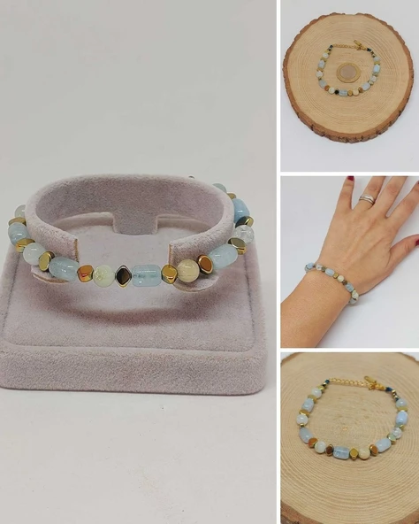 Akuamarin Taşı Tasarım Bileklik (55958)